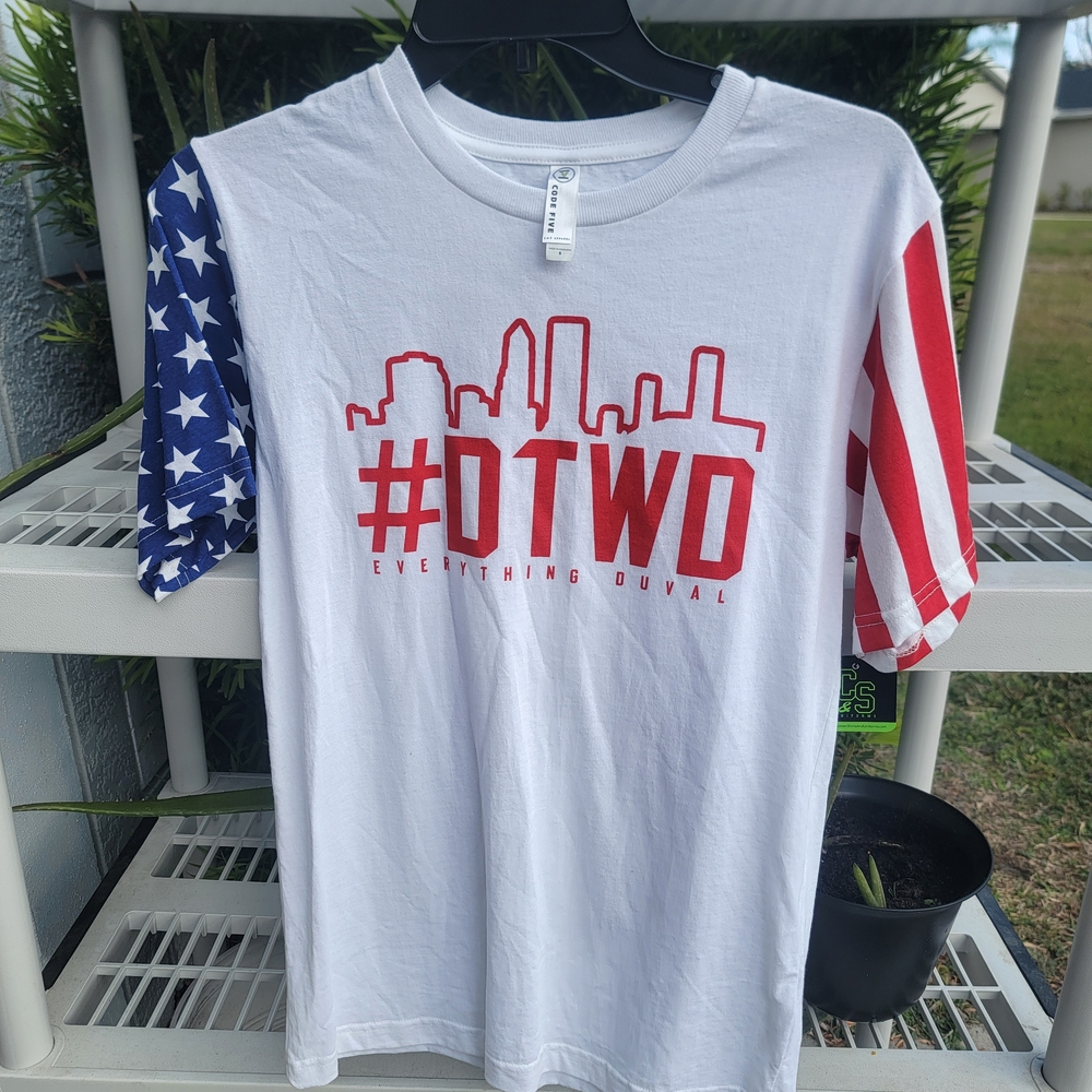 Jacksonville Jaguar Inspired Duval Til WE Die with American Flag Sleeves